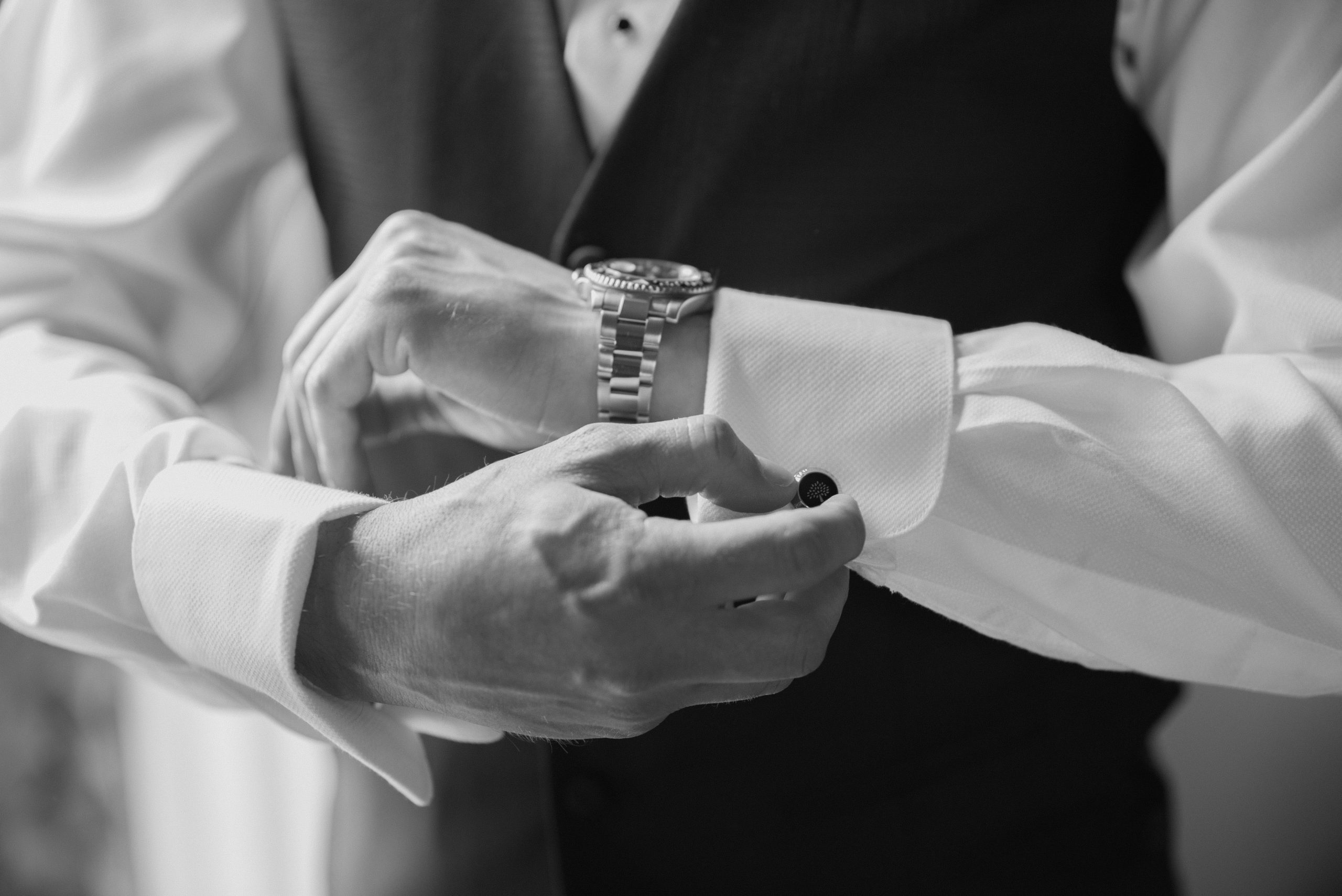 Groom getting ready